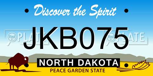 JKB075 North Dakota License Plate