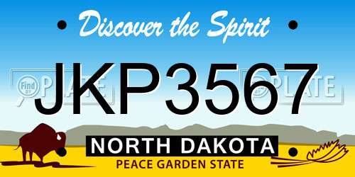 JKP3567 North Dakota License Plate