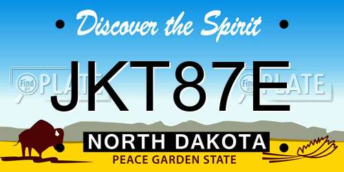 JKT87E North Dakota License Plate