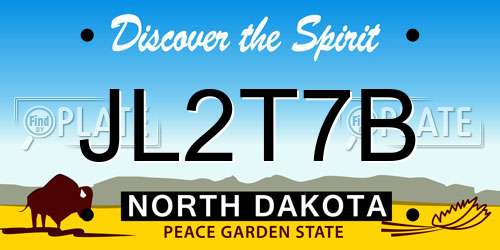 JL2T7B North Dakota License Plate