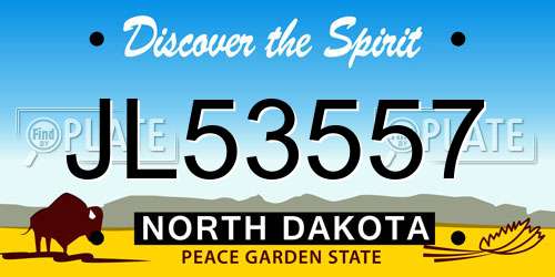 JL53557 North Dakota License Plate
