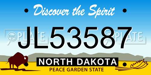 JL53587 North Dakota License Plate