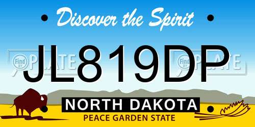 JL819DP North Dakota License Plate