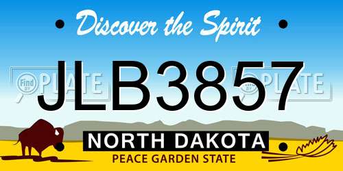 JLB3857 North Dakota License Plate
