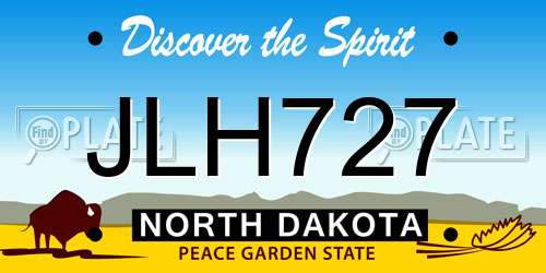 JLH727 North Dakota License Plate