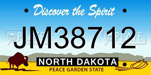 JM38712 North Dakota License Plate