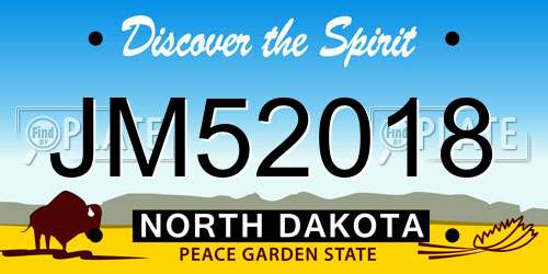 JM52018 North Dakota License Plate