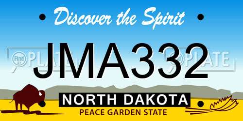 JMA332 North Dakota License Plate