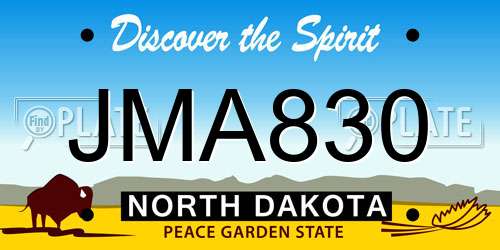 JMA830 North Dakota License Plate