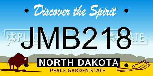 JMB218 North Dakota License Plate