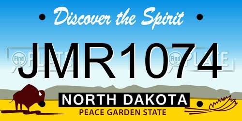 JMR1074 North Dakota License Plate
