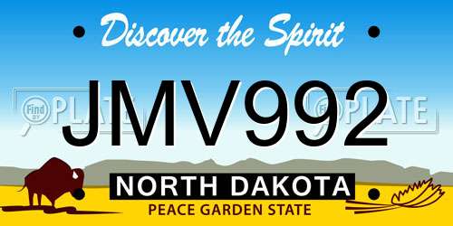 JMV992 North Dakota License Plate