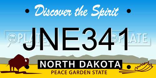 JNE341 North Dakota License Plate