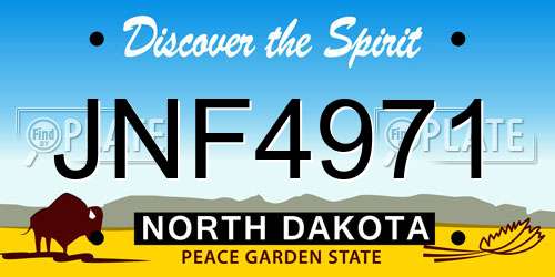 JNF4971 North Dakota License Plate