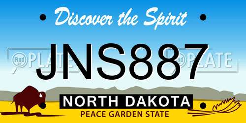 JNS887 North Dakota License Plate