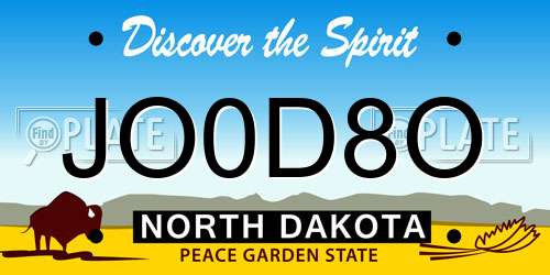 JO0D8O North Dakota License Plate