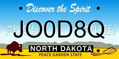 JO0D8Q North Dakota License Plate