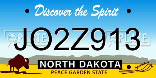 JO2Z913 North Dakota License Plate