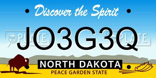 JO3G3Q North Dakota License Plate