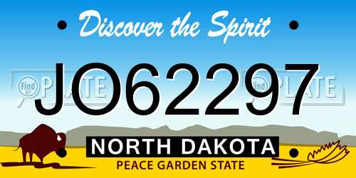 JO62297 North Dakota License Plate