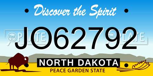 JO62792 North Dakota License Plate