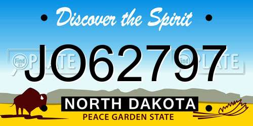 JO62797 North Dakota License Plate