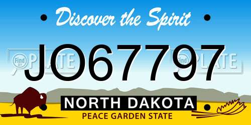JO67797 North Dakota License Plate
