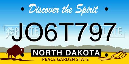 JO6T797 North Dakota License Plate