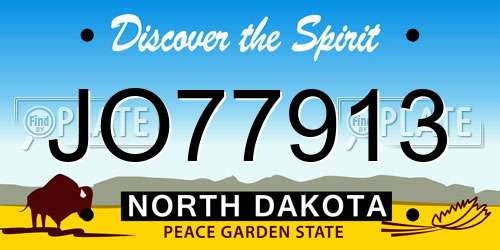 JO77913 North Dakota License Plate