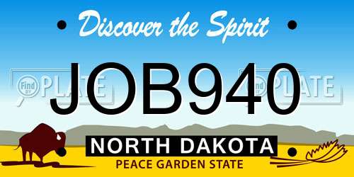 JOB940 North Dakota License Plate