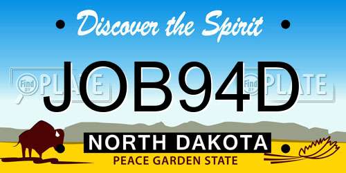 JOB94D North Dakota License Plate