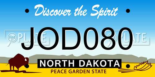 JOD080 North Dakota License Plate