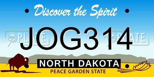 JOG314 North Dakota License Plate