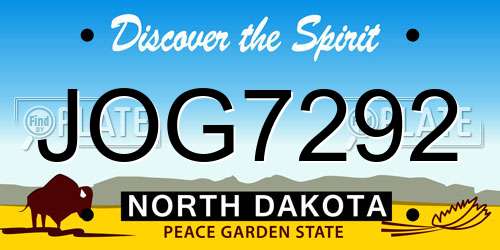 JOG7292 North Dakota License Plate