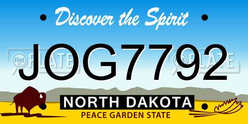 JOG7792 North Dakota License Plate