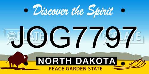 JOG7797 North Dakota License Plate