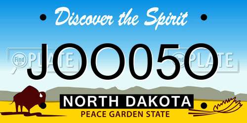 JOO05O North Dakota License Plate