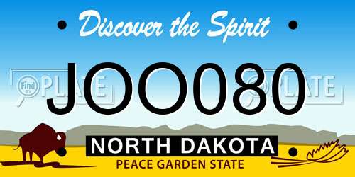 JOO080 North Dakota License Plate
