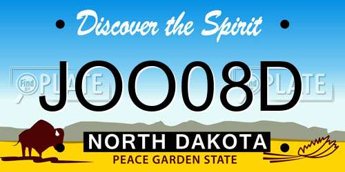 JOO08D North Dakota License Plate