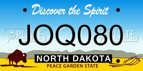 JOQ080 North Dakota License Plate