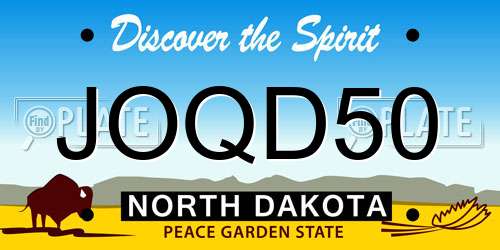 JOQD50 North Dakota License Plate