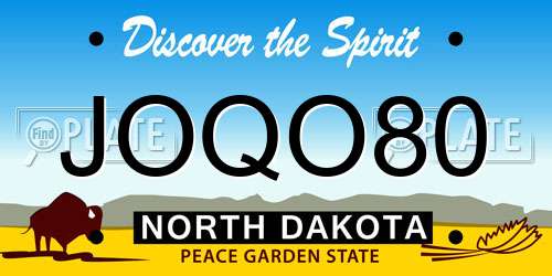 JOQO80 North Dakota License Plate