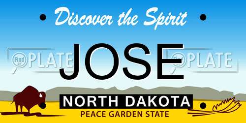 JOSE North Dakota License Plate