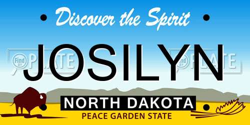 JOSILYN North Dakota License Plate