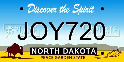 JOY720 North Dakota License Plate