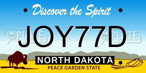 JOY77D North Dakota License Plate