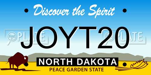 JOYT20 North Dakota License Plate