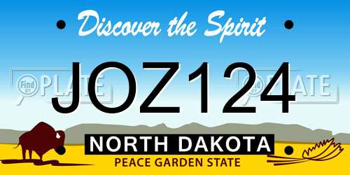 JOZ124 North Dakota License Plate