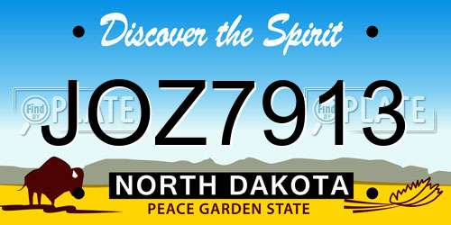 JOZ7913 North Dakota License Plate