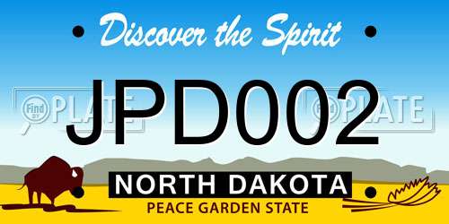 JPD002 North Dakota License Plate